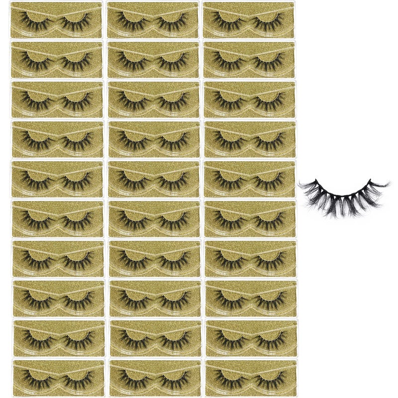 FARRED Wholesale Fluffy Dramatic Bulk Lashes 30 Pairs Pack Individual Box 1018mm Volume Faux Mink Eyelash Thick 8D Fake Lash Short Natural Look Eyelashes F0930 pairs